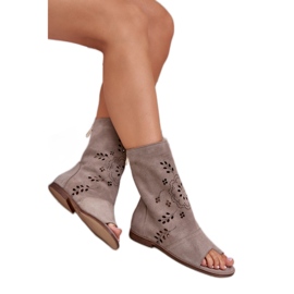 Zazoo 3437 női velúr szandál cipzáras felsőrésszel, bézs Zazoo 3437 női velúr szandál cipzáras felsőrésszel, bézs