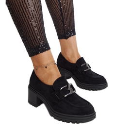 Vinceza fekete cipő bőr betéttel Vinceza fekete cipő bőr betéttel