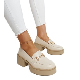 Vinceza bézs színű ökobőr magassarkú cipő