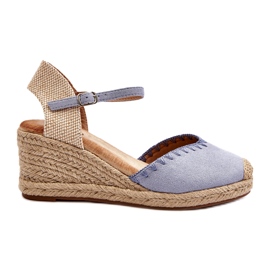 Joia Kék Raylin Velúr Espadrille Wedge szandál zsinórral
