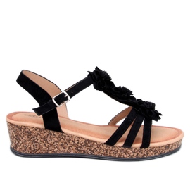 Fisken Fekete virágos ékszandál Fisken Fekete virágos ékszandál