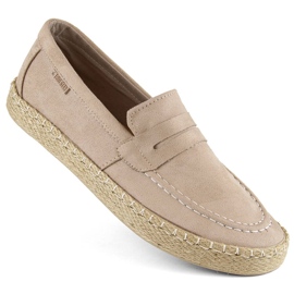 Férfi cipők, bebújós espadrilles mokaszinok, bézs Big Star NN174049
