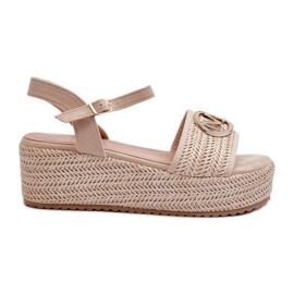 Női ékszandál bézs Esalena fonással