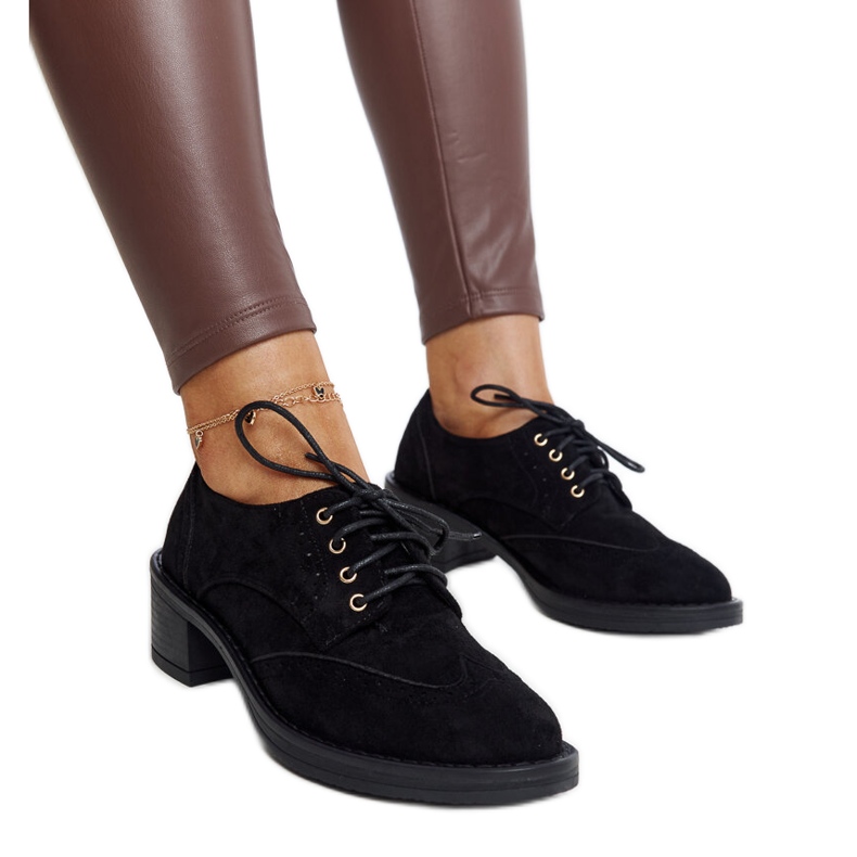 Tigard fekete velúr magas sarkú cipő