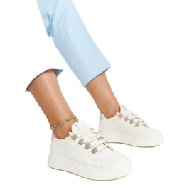 Bézs színű tornacipő vastag Walida talppal