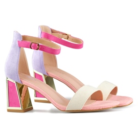 Rózsaszín női magas sarkú szandál boka rögzítéssel