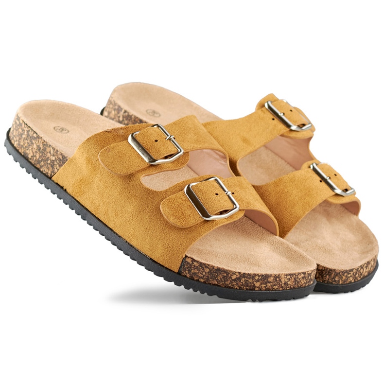 Női karamell papucs két csattal barna Női karamell papucs két csattal barna