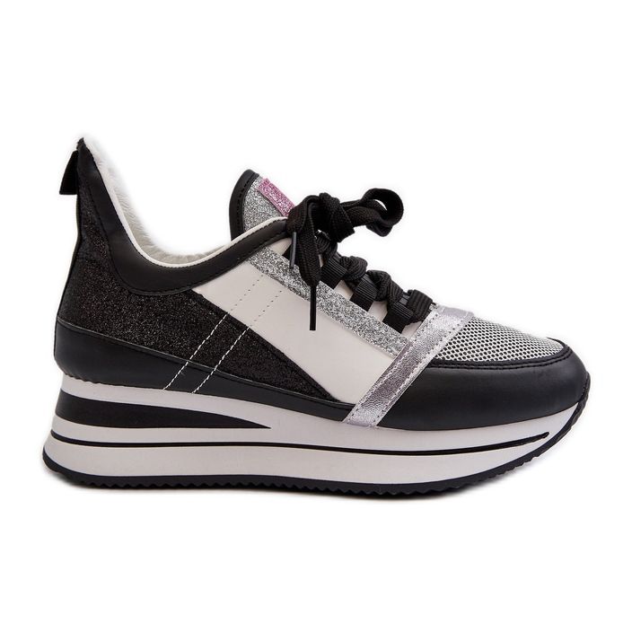 Női Wedge és Platform tornacipő csillogó fekete Rafanival