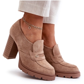 Evento Női Eco velúr cipő magas sarkú bézs Larmaves Evento Női Eco velúr cipő magas sarkú bézs Larmaves