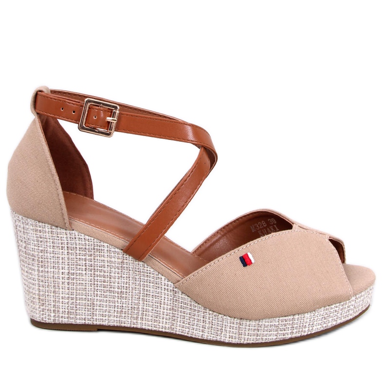 Berna Khaki nyitott ékszandál bézs