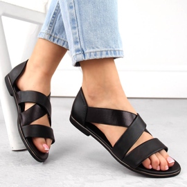 Női felbújós szandál gumiszalaggal, fekete Jezzi 3882 Női felbújós szandál gumiszalaggal, fekete Jezzi 3882