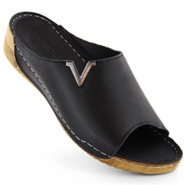 Női fekete bőr flip-flop T.Sokolski L211