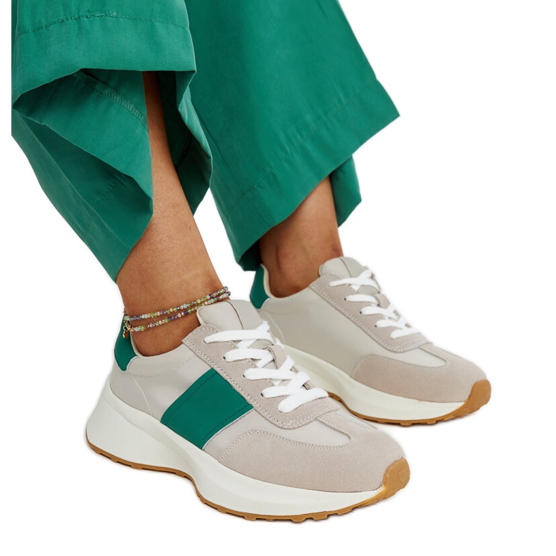 Szürke és zöld Ganim bőr tornacipő