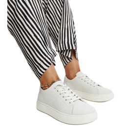 Bézs színű bőr tornacipő