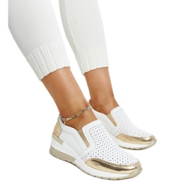 Fehér és arany áttört Vernon wedge tornacipő Fehér és arany áttört Vernon wedge tornacipő