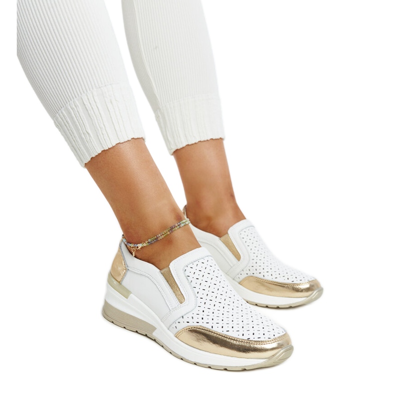 Fehér és arany áttört Vernon wedge tornacipő