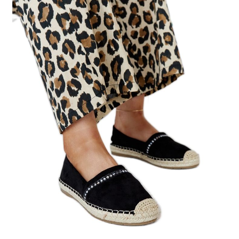 Fekete espadrillák Abia strasszokkal