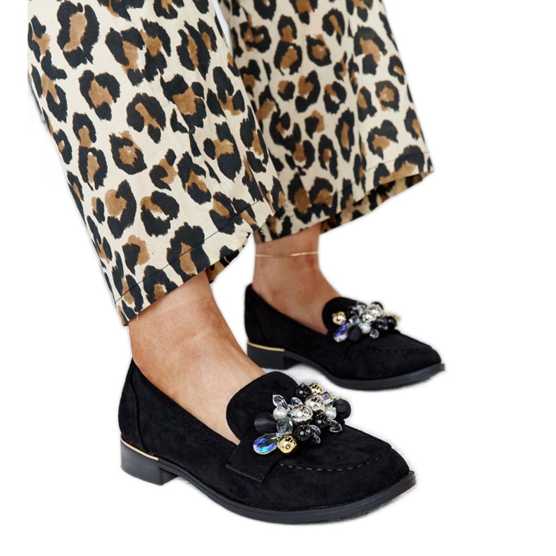 Fekete mokaszinok Dahera díszítéssel