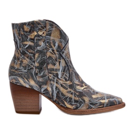 Női bőr Cowboy csizma magas sarkú Maciejka 05776-13 kék