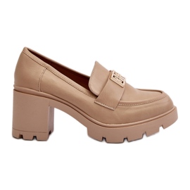 Bézs Ranunca női cipő vaskos sarkú díszítéssel Bézs Ranunca női cipő vaskos sarkú díszítéssel