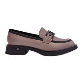 Vinceza Elegáns női bőr mokaszin, sötétbézs Triana szürke Vinceza Elegáns női bőr mokaszin, sötétbézs Triana szürke