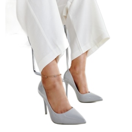 Szürke lakk tűsarkú, Jadoin bőr betéttel Szürke lakk tűsarkú, Jadoin bőr betéttel