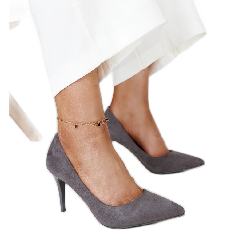 Szürke magassarkú Paume bőrbetéttel