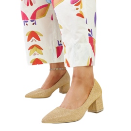 Laity arany fényes magassarkú pumpák aranysárga