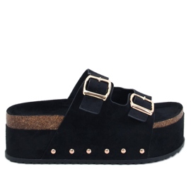 Galzai Fekete platform parafa papucs