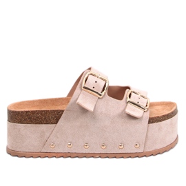 Galzai Khaki parafa platform papucs bézs
