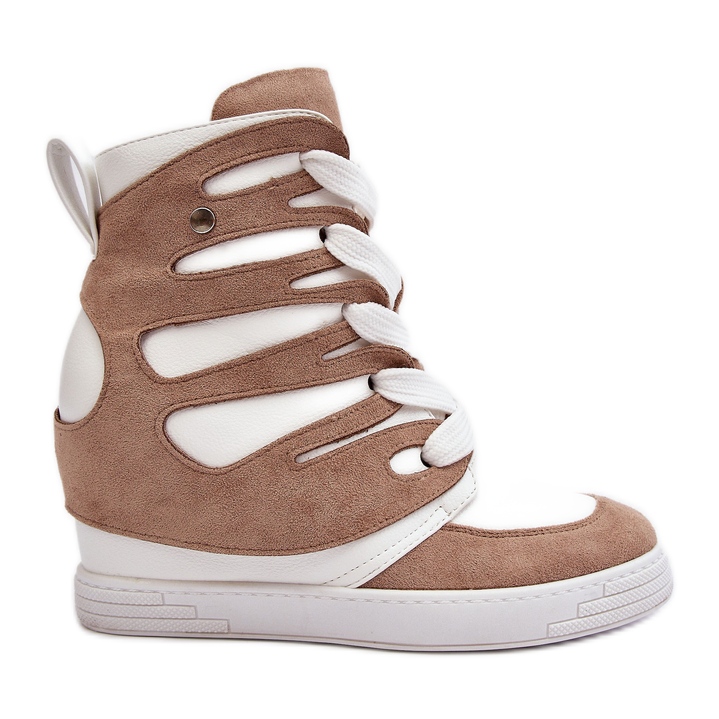 Bézs bőr ék alakú bokacsizma Amria