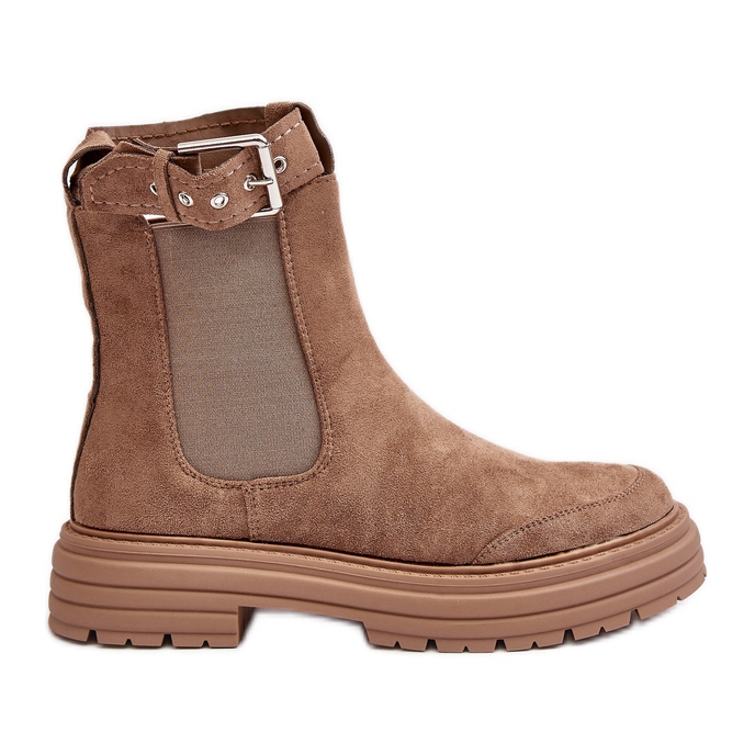 Velúr Chelsea csizma masszív talpon, Beige Ozaro bézs