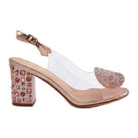 S.Barski Átlátszó szandál, magassarkú Rose Gold D&amp;A MR38-812 rózsaszín