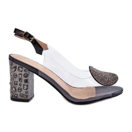 S.Barski Átlátszó szandál magas sarkú fekete D&amp;A MR38-812