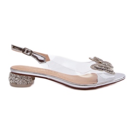 S.Barski Átlátszó alacsony sarkú szandál pillangós rózsaszín ezüst D&A MR38-388 S.Barski Átlátszó alacsony sarkú szandál pillangós rózsaszín ezüst D&A MR38-388