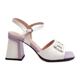 S.Barski Elegáns magassarkú szandál díszítéssel, fehér D&amp;A MR38-156
