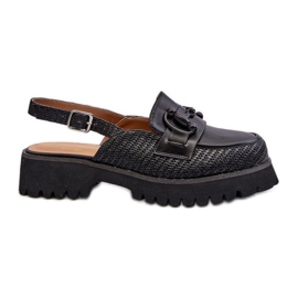 S.Barski Női lapos sarkú szandál díszítéssel Fekete D&amp;A MR38-656