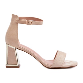 Velúr szandál magas sarkú bézs Pholián