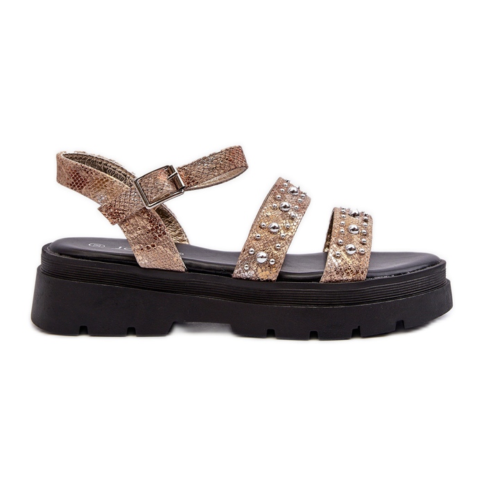 Női díszített szandál Eco bőr arany-bézs Arcida