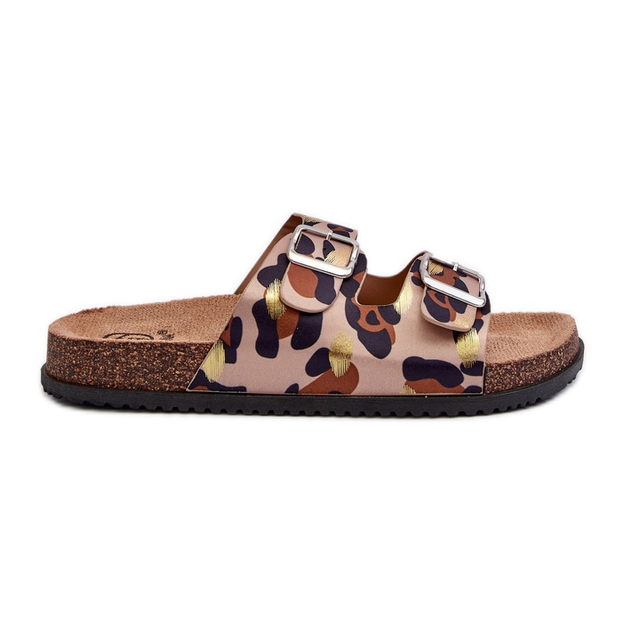 Bézs és barna női papucs csatokkal Oliena