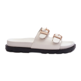 Női Eco bőr papucs csatokkal, fehér Valmira