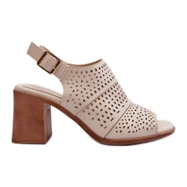 Áttört szandál magas sarkú Sergio Leone SK565 világos bézs színű Áttört szandál magas sarkú Sergio Leone SK565 világos bézs színű