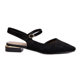 Női balerinák alacsony sarkú, nyitott sarkú cipővel Sergio Leone SK831 fekete