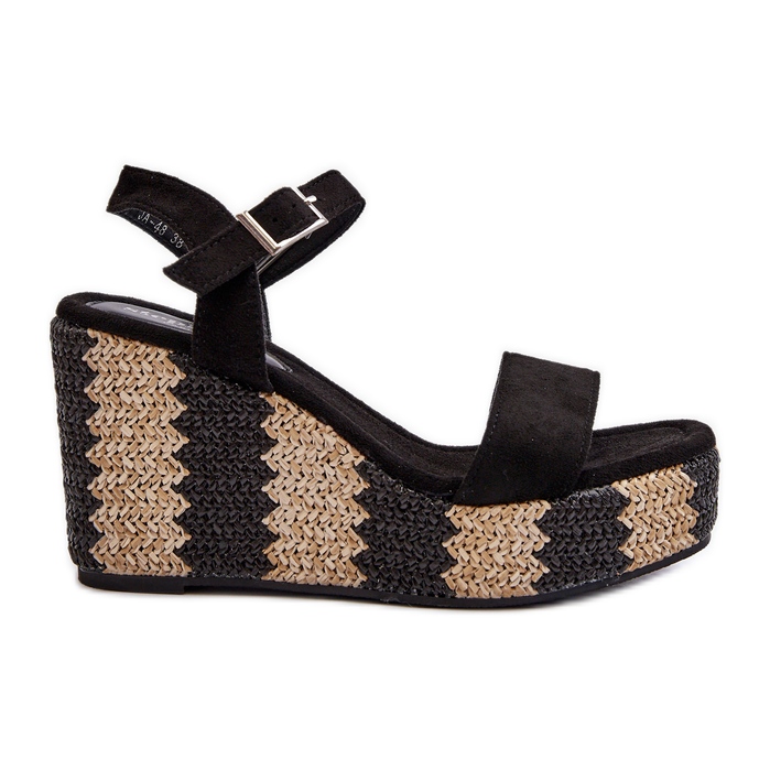 Női ékszandál zsinórral, fekete Reviala