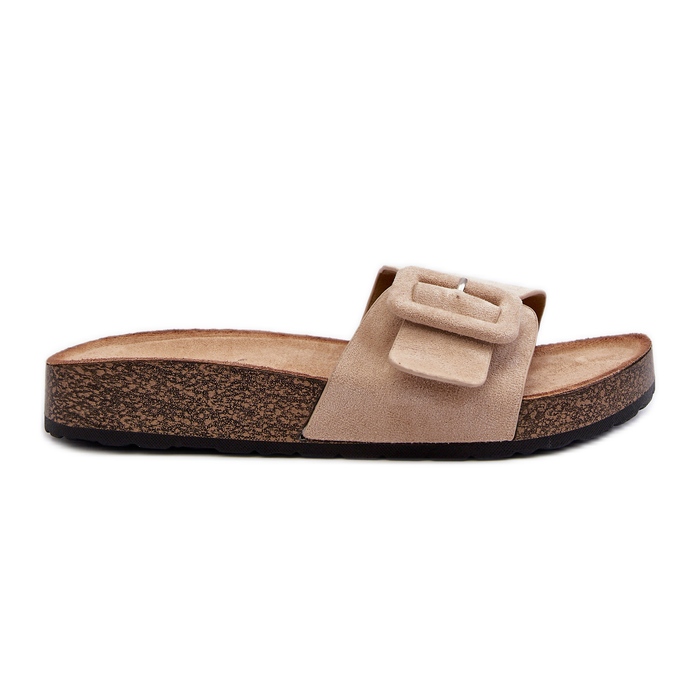 Női papucs csattal Eco Suede bézs Laeltia