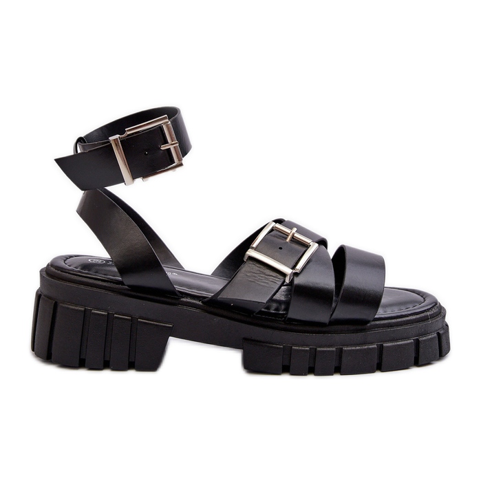 Női szandál pántokkal Eco bőr fekete Eladira