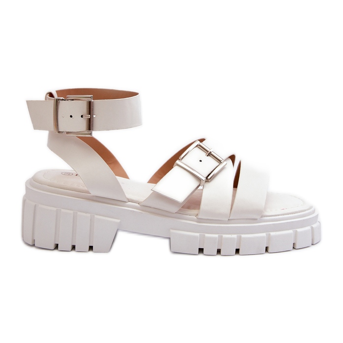 Női szandál Eco bőr pántokkal, fehér Eladira