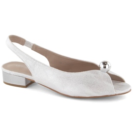 Ezüst színű női alacsony sarkú szandál T.Sokolski 136