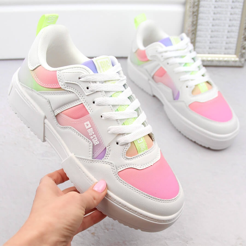 Női többszínű platform sportcipő Big Star NN274359 fehér