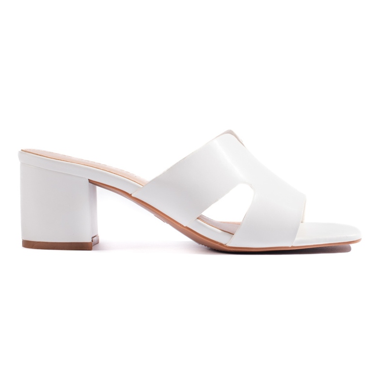 Fehér női magas sarkú papucs Fehér női magas sarkú papucs